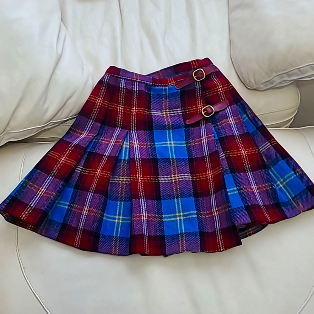 100% Wool Vintage Plaid Skirt